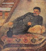 Romanoz Gvelesiani A Kakhetian man with a jar France oil painting artist